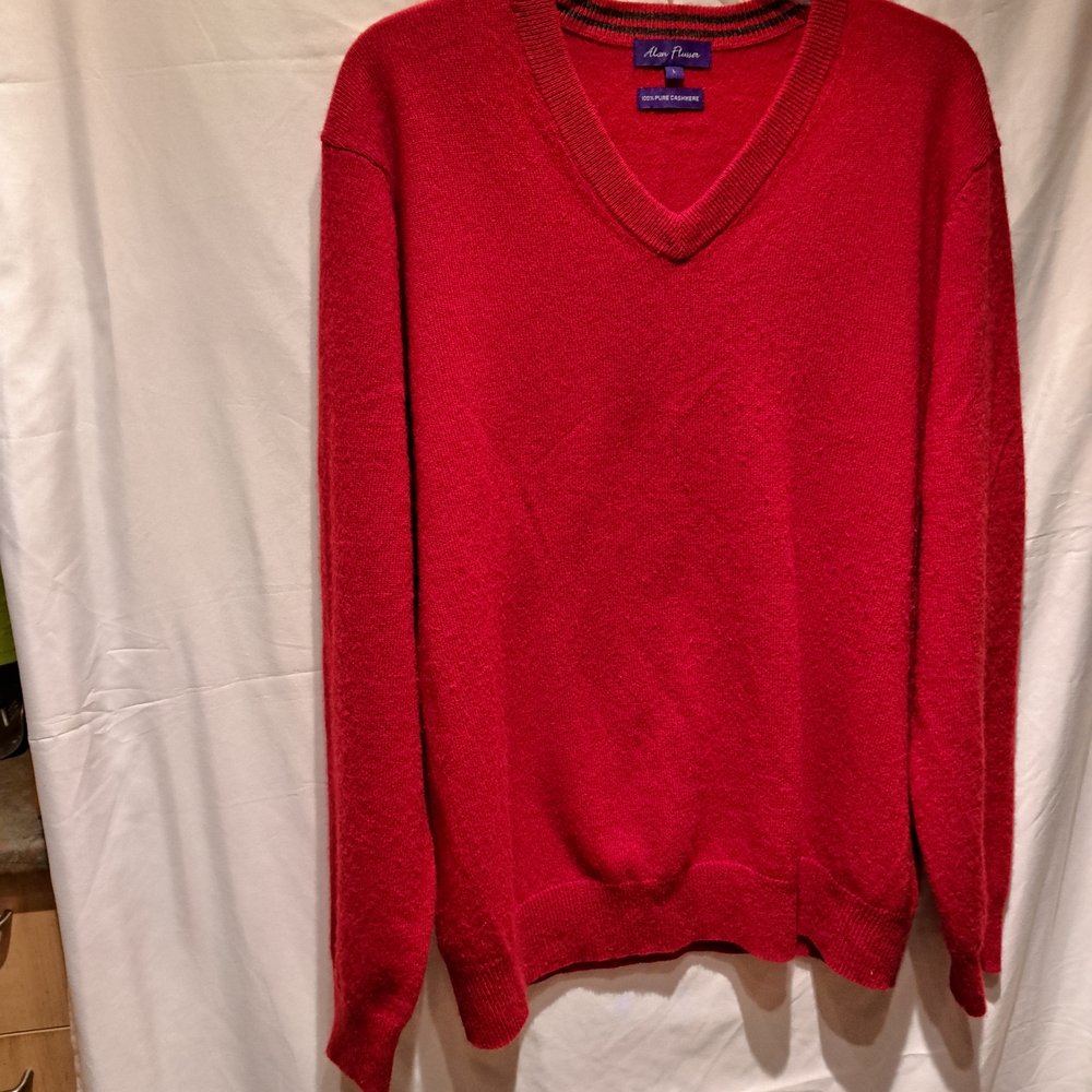 Alan Flusser Vibrant Red V-Neck Sweater